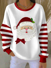 Noël Père Noël Patchwork Art Sweatshirt Femme