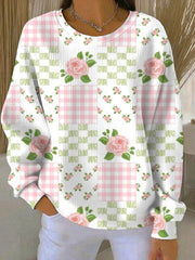 Sweatshirt Décontracté Femme Rose Imprimé Cancer Du Sein
