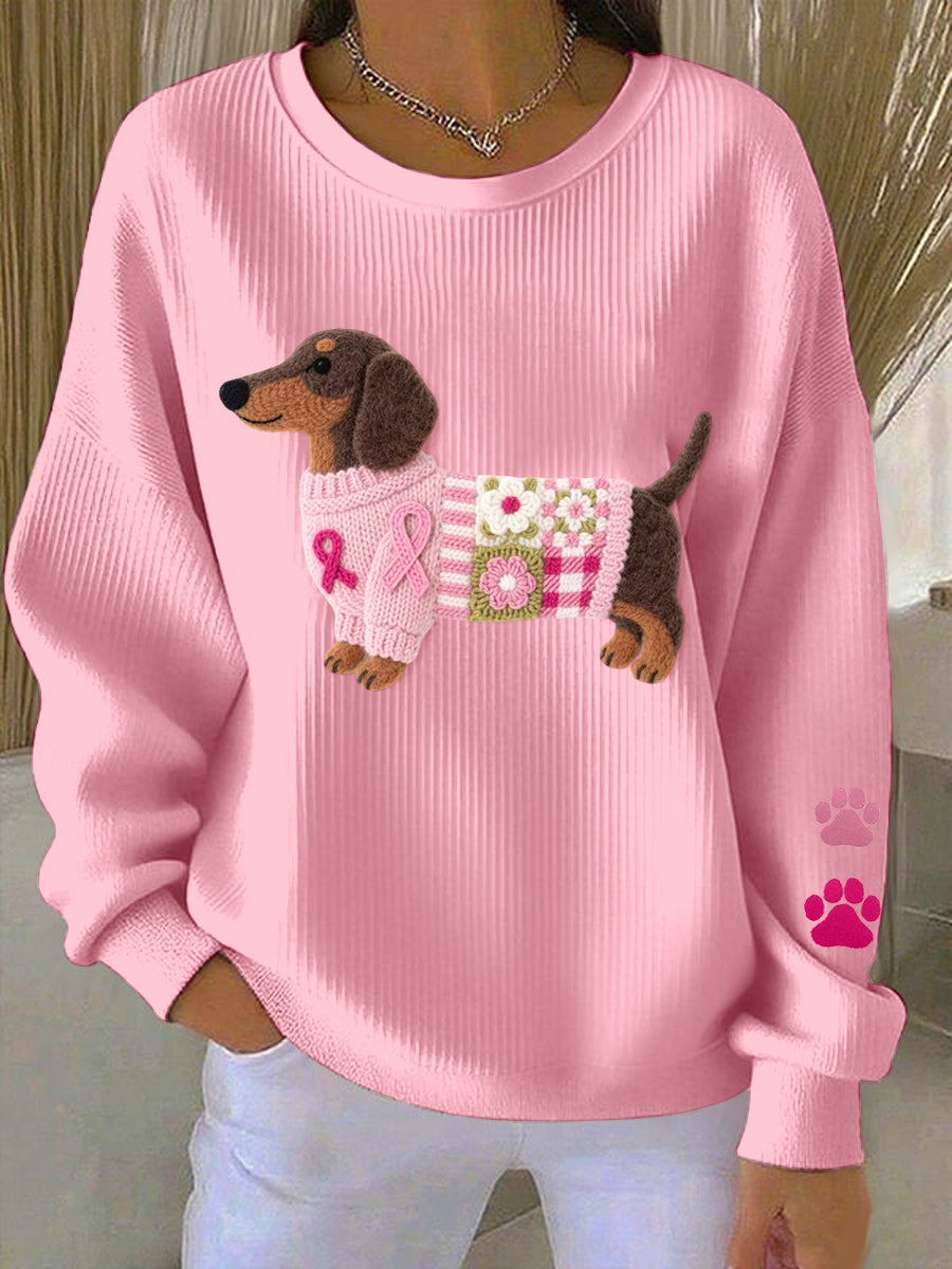 Femmes de sensibilisation au cancer du sein teckel feutre Art Sweatshirt