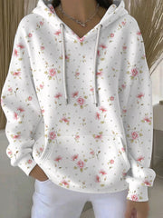 Sweat à Capuche Décontracté Femme Rose Cancer Du Sein Imprimé