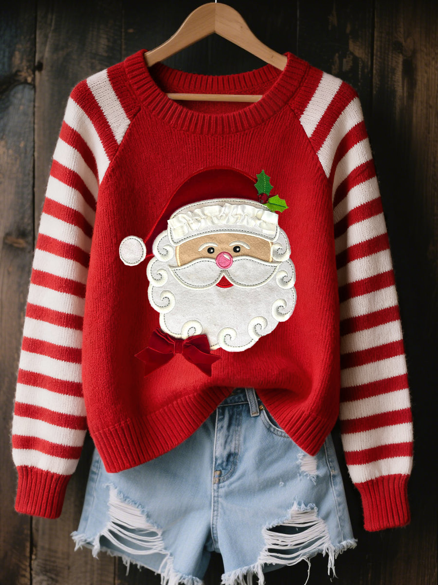 Pull en tricot confortable à motif Père Noël pour femmes