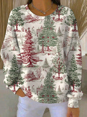 Sweat-shirt Femme Merry Christmas Côtelé Col Rond
