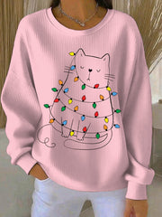 Sweat-shirt décontracté imprimé de Noël pour femmes