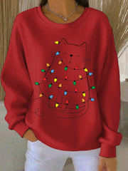 Sweat-shirt décontracté imprimé de Noël pour femmes