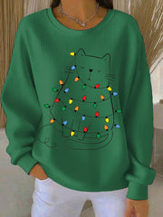 Sweat-shirt décontracté imprimé de Noël pour femmes