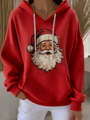Sweat à capuche décontracté à imprimé père Noël pour femmes