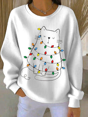 Sweat-shirt décontracté imprimé de Noël pour femmes