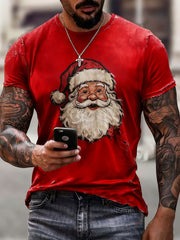 T-shirt décontracté à imprimé père Noël pour hommes
