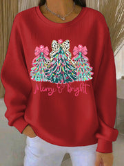 Sweat-shirt décontracté imprimé de Noël pour femmes