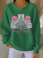 Sweat-shirt décontracté imprimé de Noël pour femmes