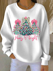 Sweat-shirt décontracté imprimé de Noël pour femmes