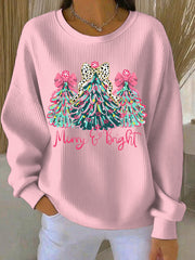 Sweat-shirt décontracté imprimé de Noël pour femmes
