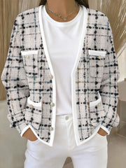 Cardigans Femme Rose Imprimé Géométrique Avec Poche