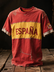 T-shirt imprimé d'art de drapeau de l'Espagne des hommes