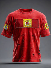 T-shirt imprimé d'art de drapeau de l'Espagne des hommes