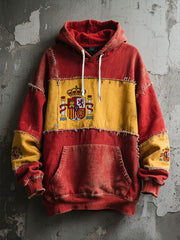 Sweat à capuche imprimé art drapeau de l'Espagne pour hommes
