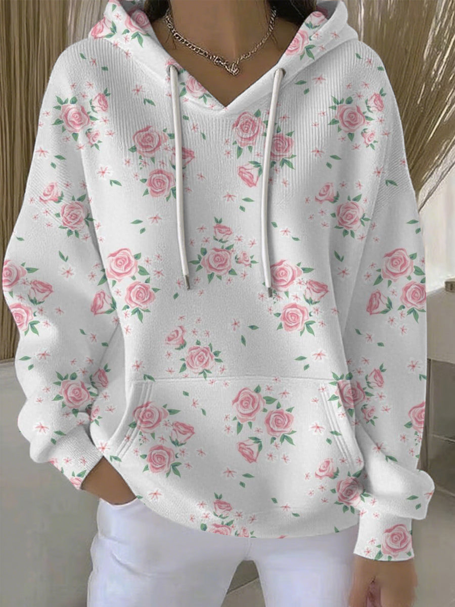 Sweat à Capuche Décontracté Femme Rose Cancer Du Sein Imprimé