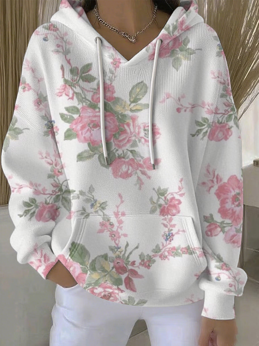 Sweat à Capuche Décontracté Femme Rose Cancer Du Sein Imprimé
