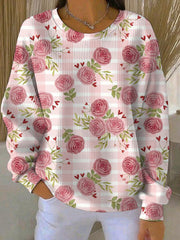 Sweatshirt Décontracté Femme Rose Imprimé Cancer Du Sein