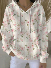 Sweat à Capuche Décontracté Femme Rose Cancer Du Sein Imprimé