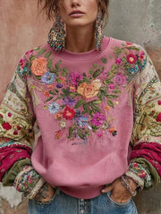 Women's Breast Cancer Awareness Floral Imprimé Sweatshirt