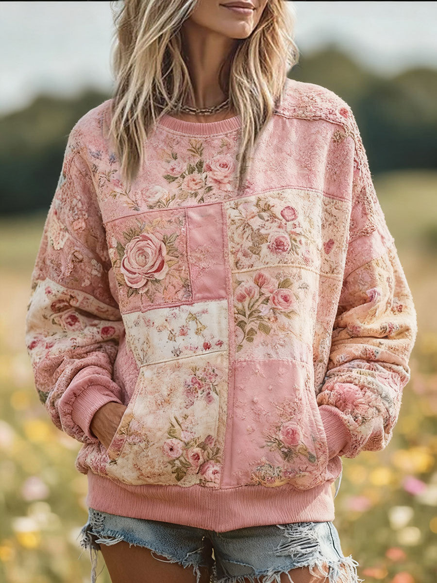 Women's Breast Cancer Awareness Floral Imprimé Sweatshirt
