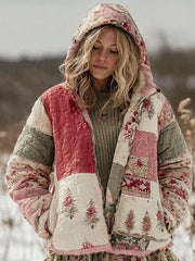 Femmes Floral Patchwork Chaud Coton Rembourré Vêtements
