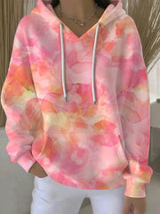 Sweat à Capuche Décontracté Femme Rose Cancer Du Sein Imprimé