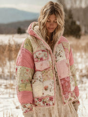 Femmes Floral Patchwork Chaud Coton Rembourré Vêtements
