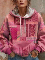 Femmes Boho sensibilisation au cancer du sein Floral Art imprimé Hoodie