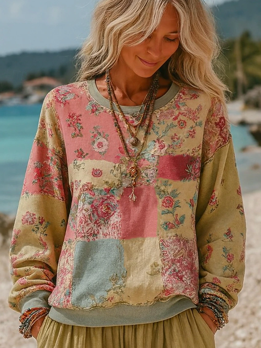 Sweat-shirt Femme Imprimé Fleurs