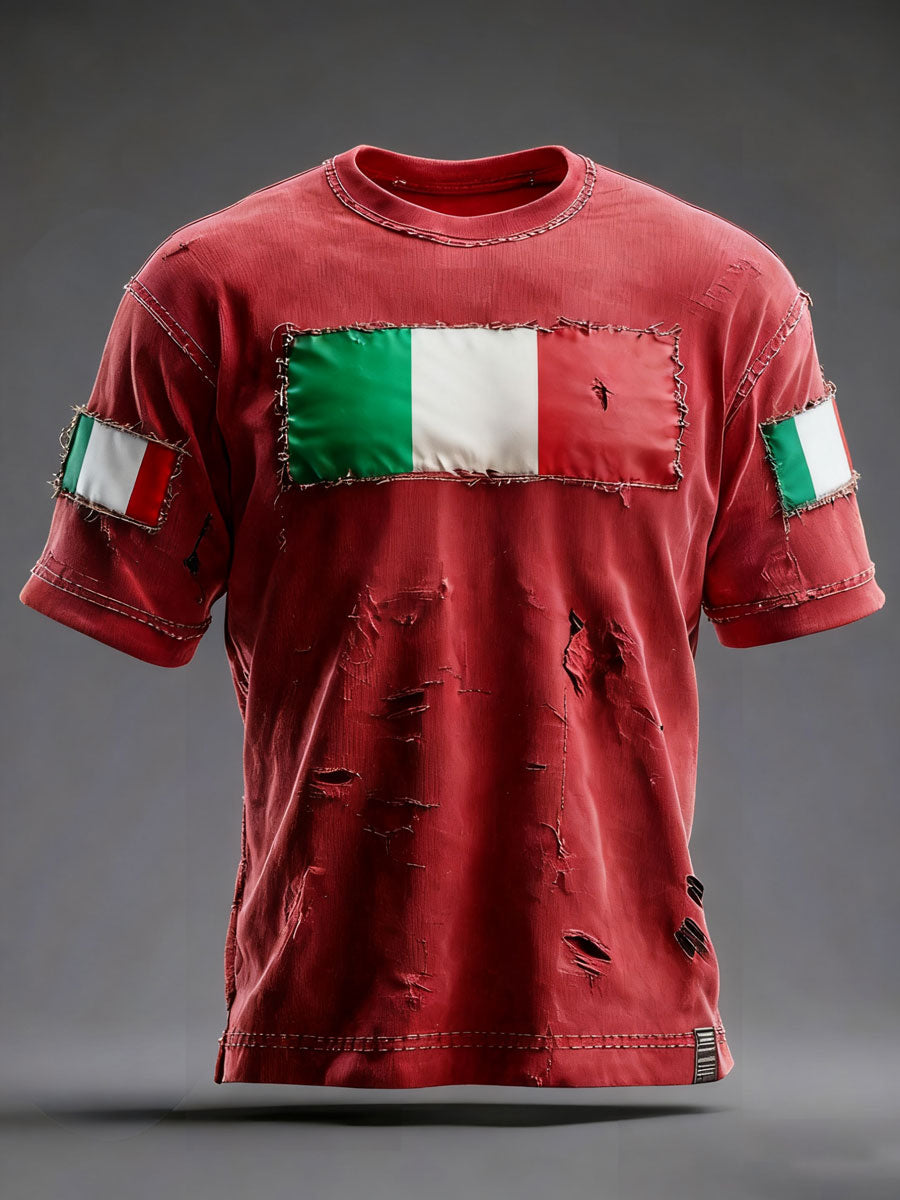 T-shirt décontracté à imprimé italien pour hommes