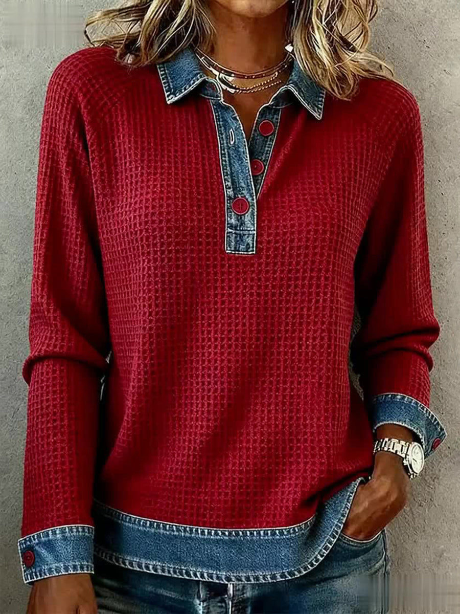Haut confortable de conception de patchwork simple des femmes
