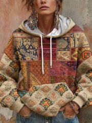 Sweat à capuche bohème imprimé floral boho pour femmes