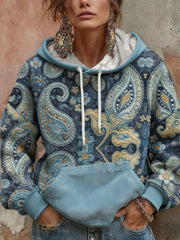 Sweat à capuche bohème imprimé floral boho pour femmes