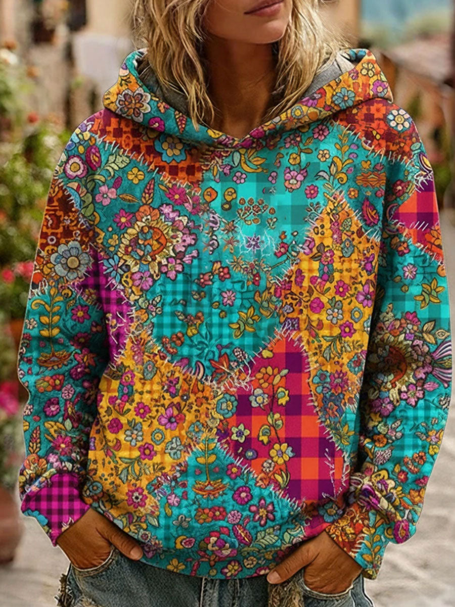 Bohème Boho Floral Art Imprimé Hoodie des femmes