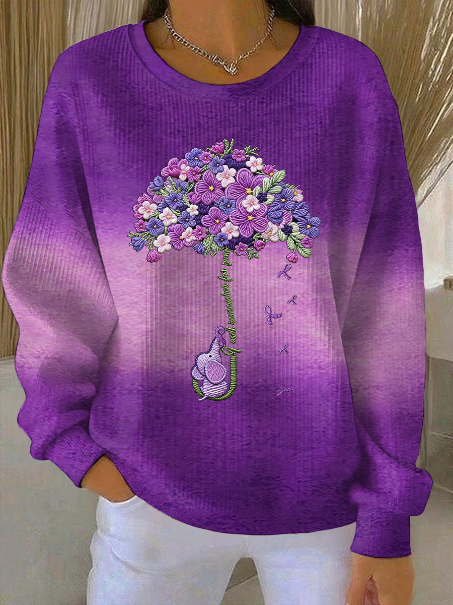 Femme Alzheimer Awareness Art Violet Floral Imprimé Sweatshirt