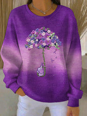 Femme Alzheimer Awareness Art Violet Floral Imprimé Sweatshirt