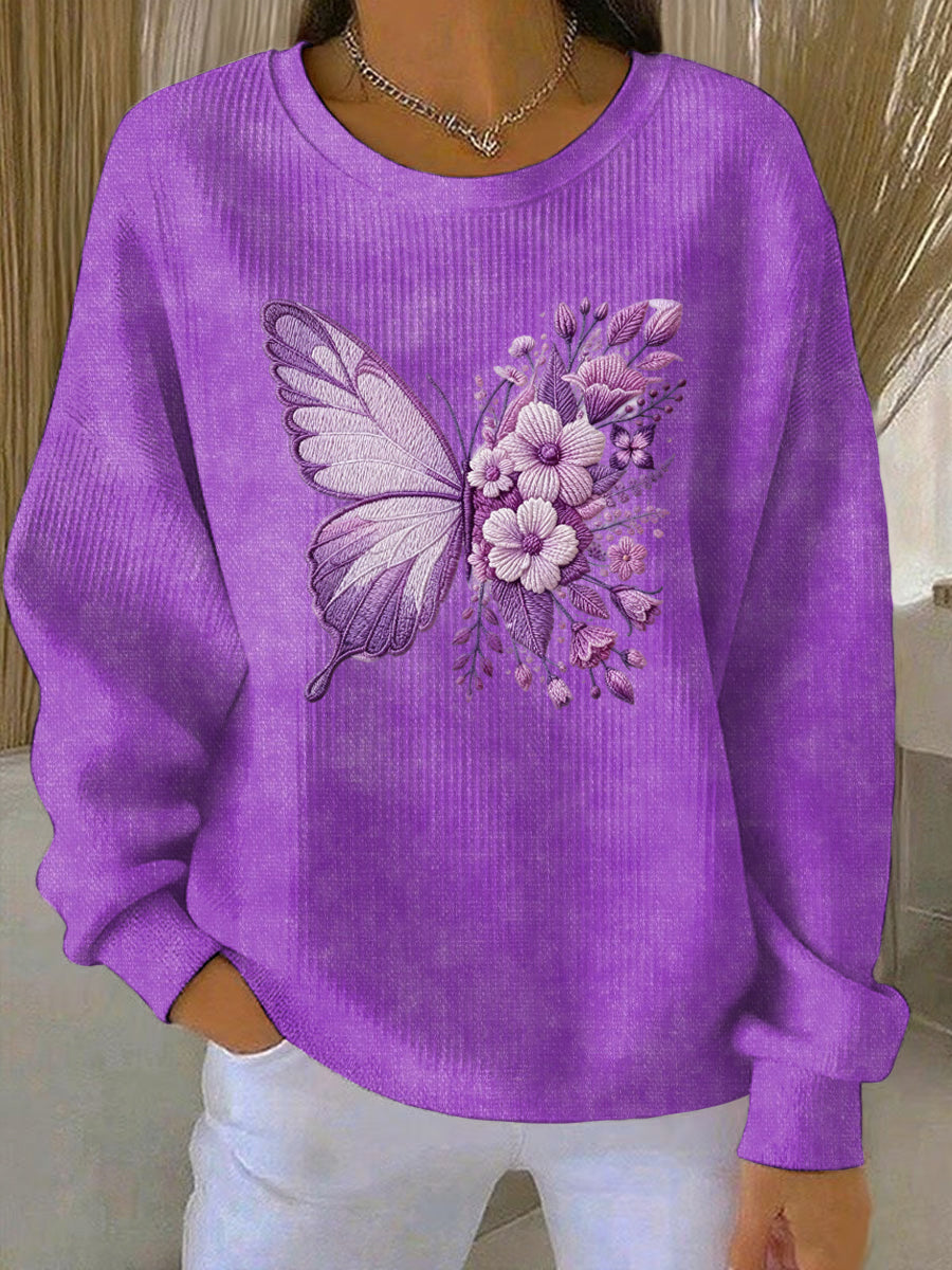 Sweat-shirt Décontracté Femme Violet Imprimé Art
