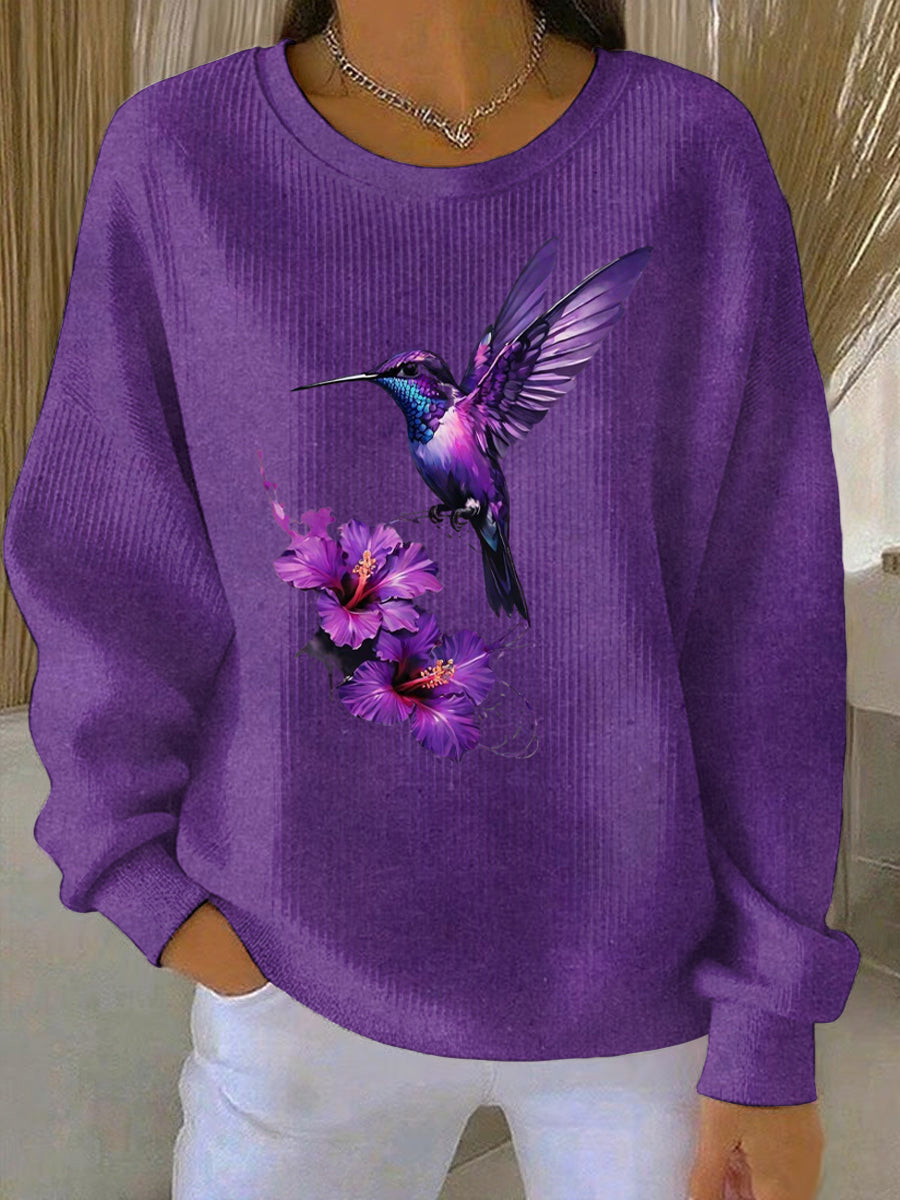 Sweat-shirt Décontracté Femme Violet Imprimé Art