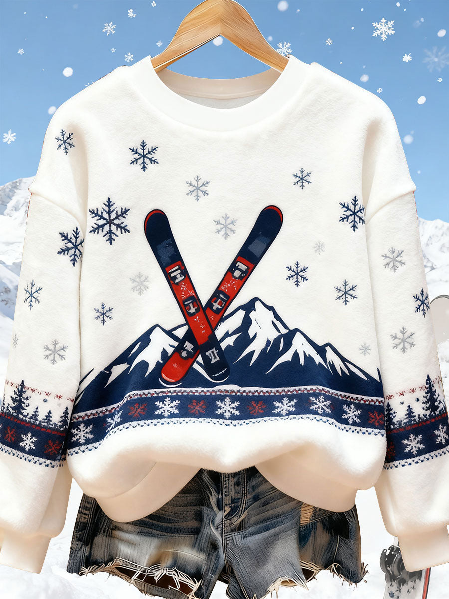 Top décontracté Ski Art Print Femme