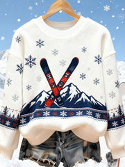 Top décontracté Ski Art Print Femme