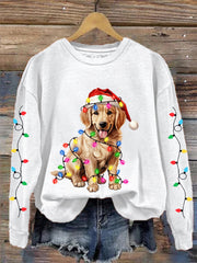 Sweat-shirt décontracté à imprimé chien pour femmes
