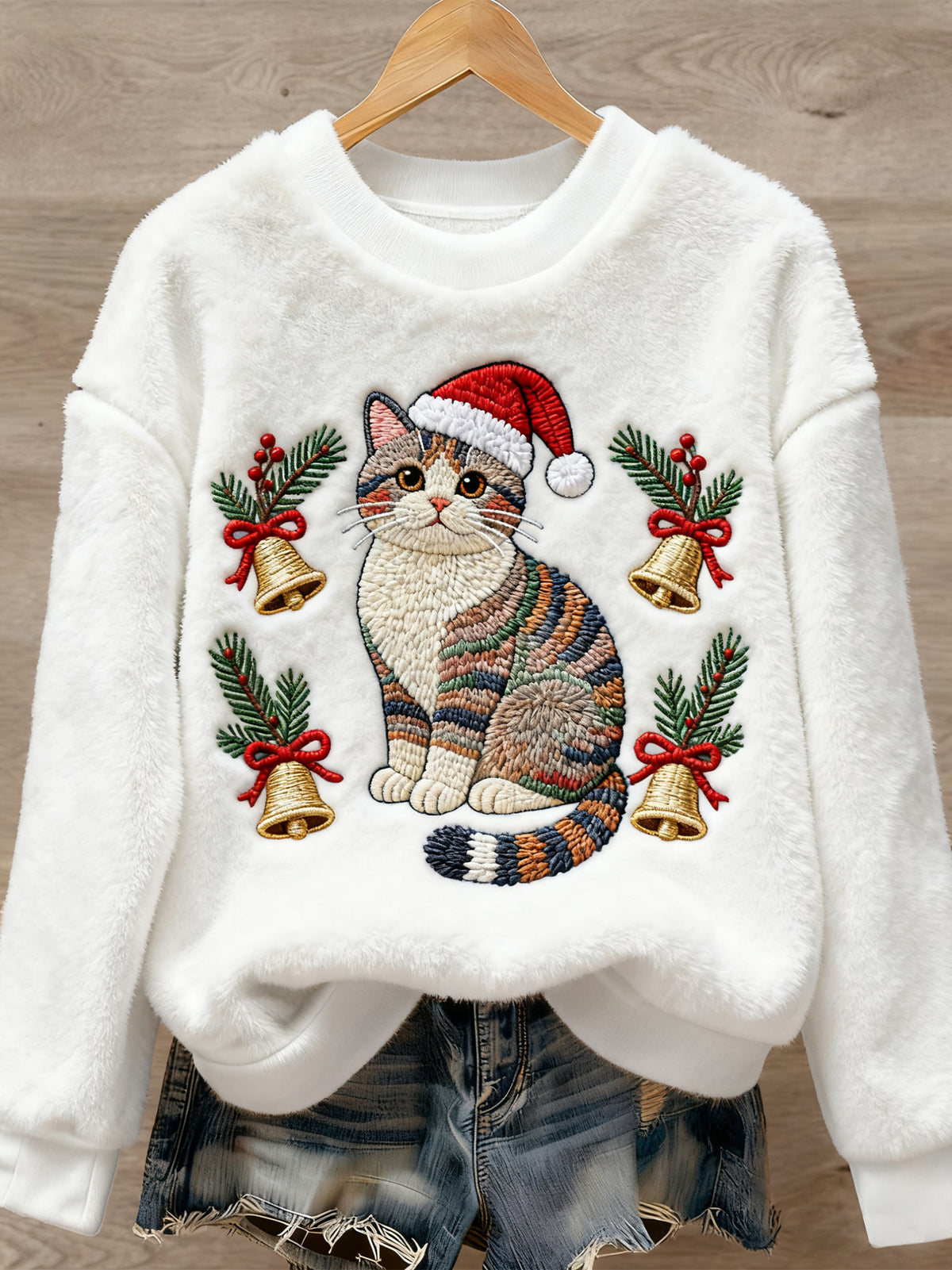 Pull en flanelle décontracté à imprimé animal mignon de Noël pour femmes