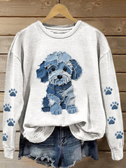 Lovely Dog Patchwork Art Gradient Sweatshirt des femmes