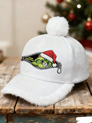 Unisexe drôle mignon Noël Grinch chat imprimé en peluche Patchwork Hat