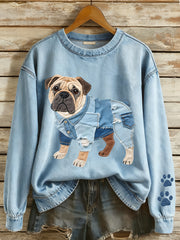Lovely Bulldog Patchwork Sweatshirt des femmes