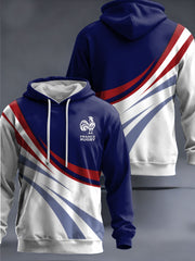 Sweat à capuche surdimensionné France Rugby à épaules tombantes Homme