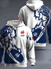 Sweat à capuche surdimensionné France Rugby à épaules tombantes Homme