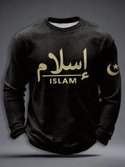 Islamic Muslim Waffle T-shirt à manches longues pour hommes